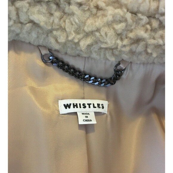 Whistles Long Coat Jacket Faux Fur Teddy Sherpa Beige Size XS Winter Pockets - Picture 7 of 13